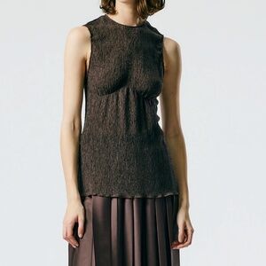 Like New TIBI |  Brown Crinkle Lyocell Tank  | Size L